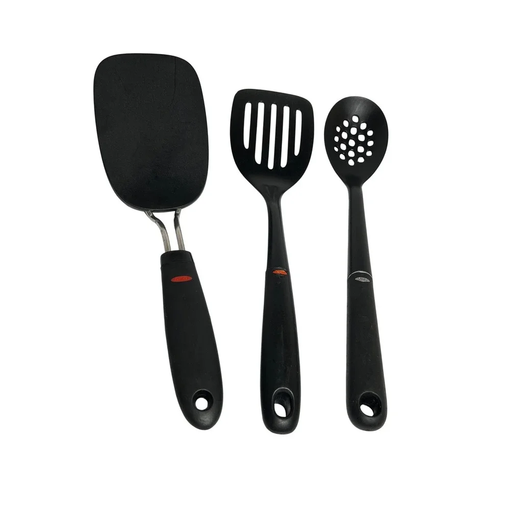 OXO Good Grips 3 Piece Kitchen Utensil Set Black Nylon Spatula Turner Spoon